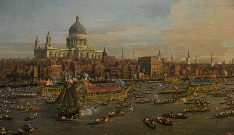 Canaletto, The City of London from the River Thames with St. Paul's Cathedral (źródło:wikipedia)